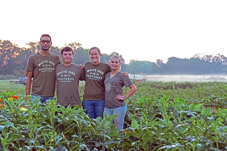 Organic Garden Manager Bilal Sarwari and the gardening team at White Oak Pastures