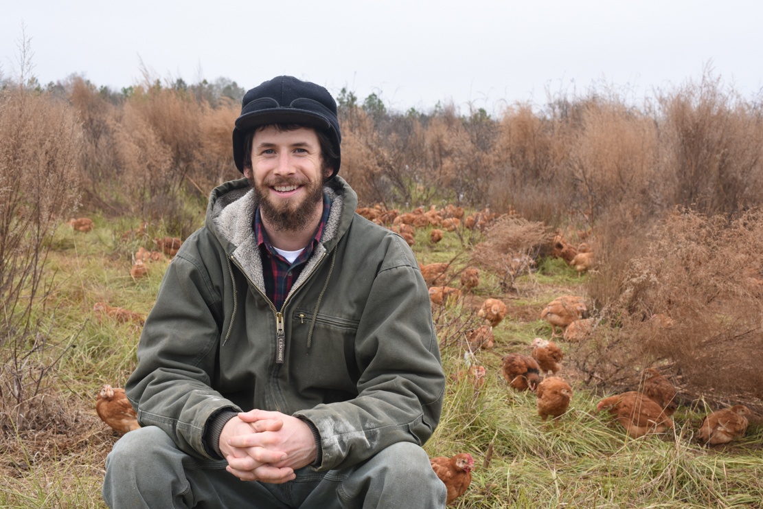 Pastured Poultry Manager Jeff Lackey at White Oak Pastures