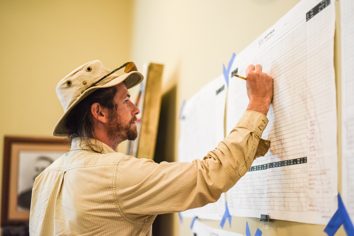 Jeff recording herd movements on our planned grazing charts provided by Savory Institute