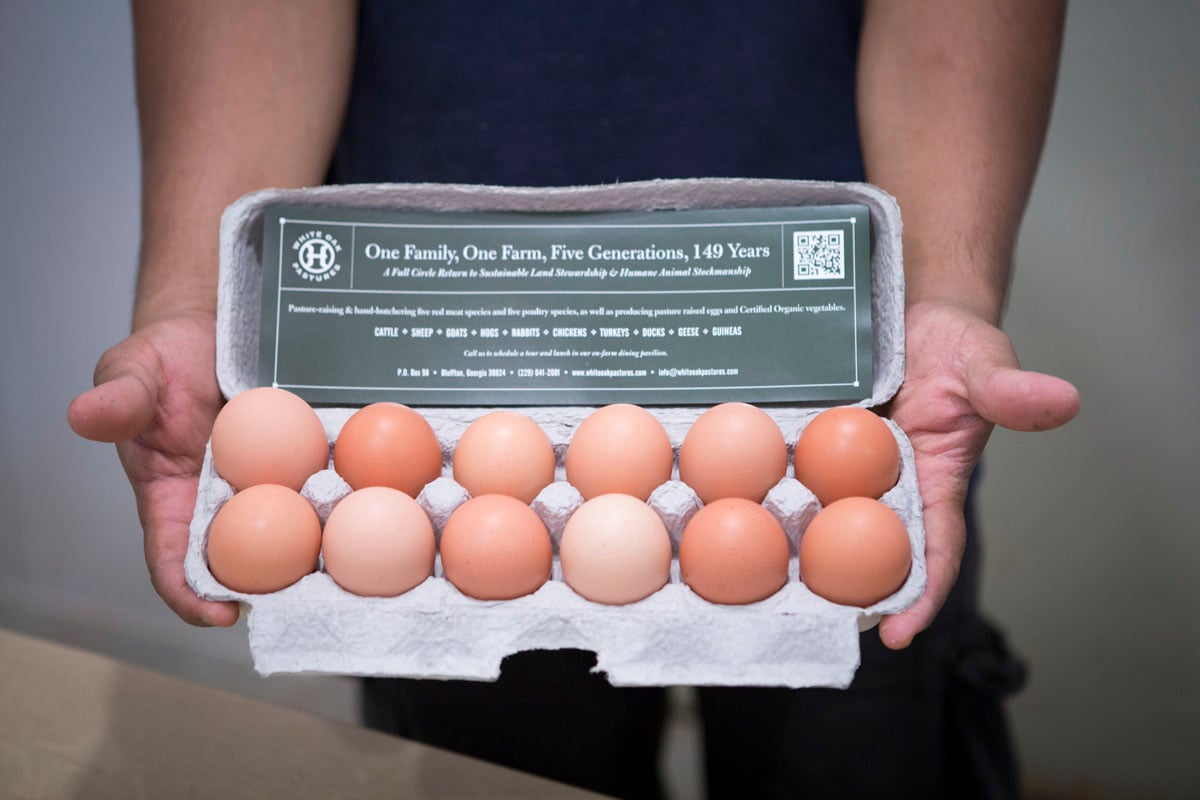 white oak pastures eggs at Whole Foods