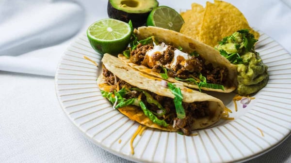 Tex Mex ground grassfed beef tacos