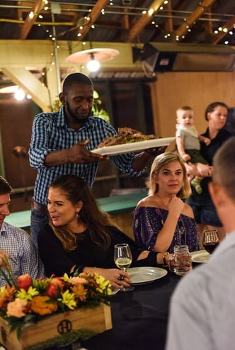 Chad serving at the Iberian dinner