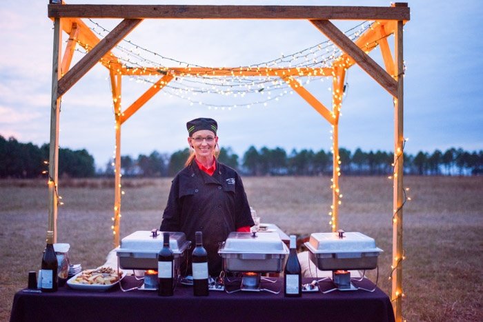 Catered dinner in the pasture