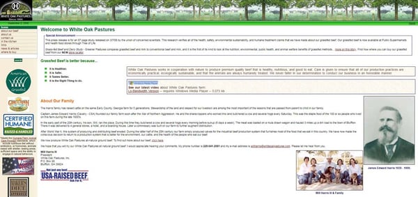 White Oak Pastures website in 2006