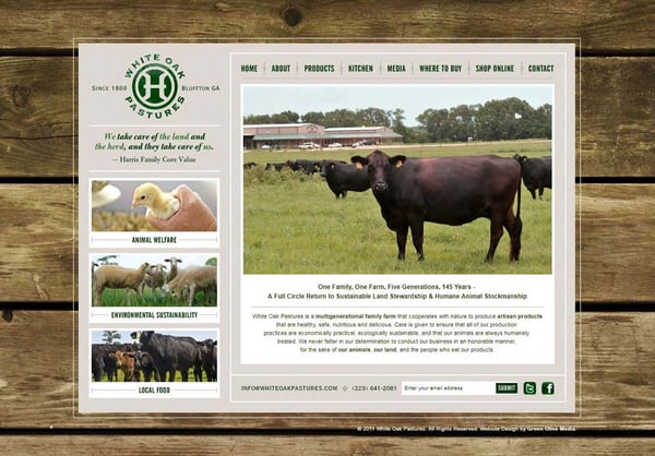 White Oak Pastures website in 2011