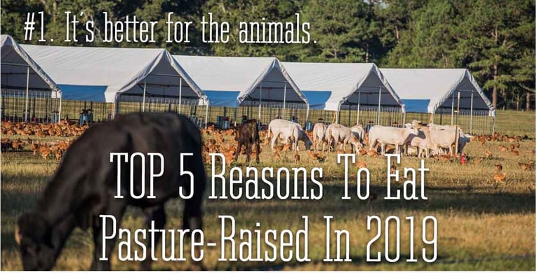 Reason 1 to eat pasture raised in 2019. It is better for the animals.