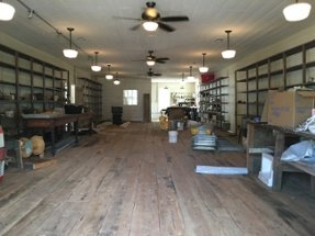 White Oak Pastures General Store floors during remodel